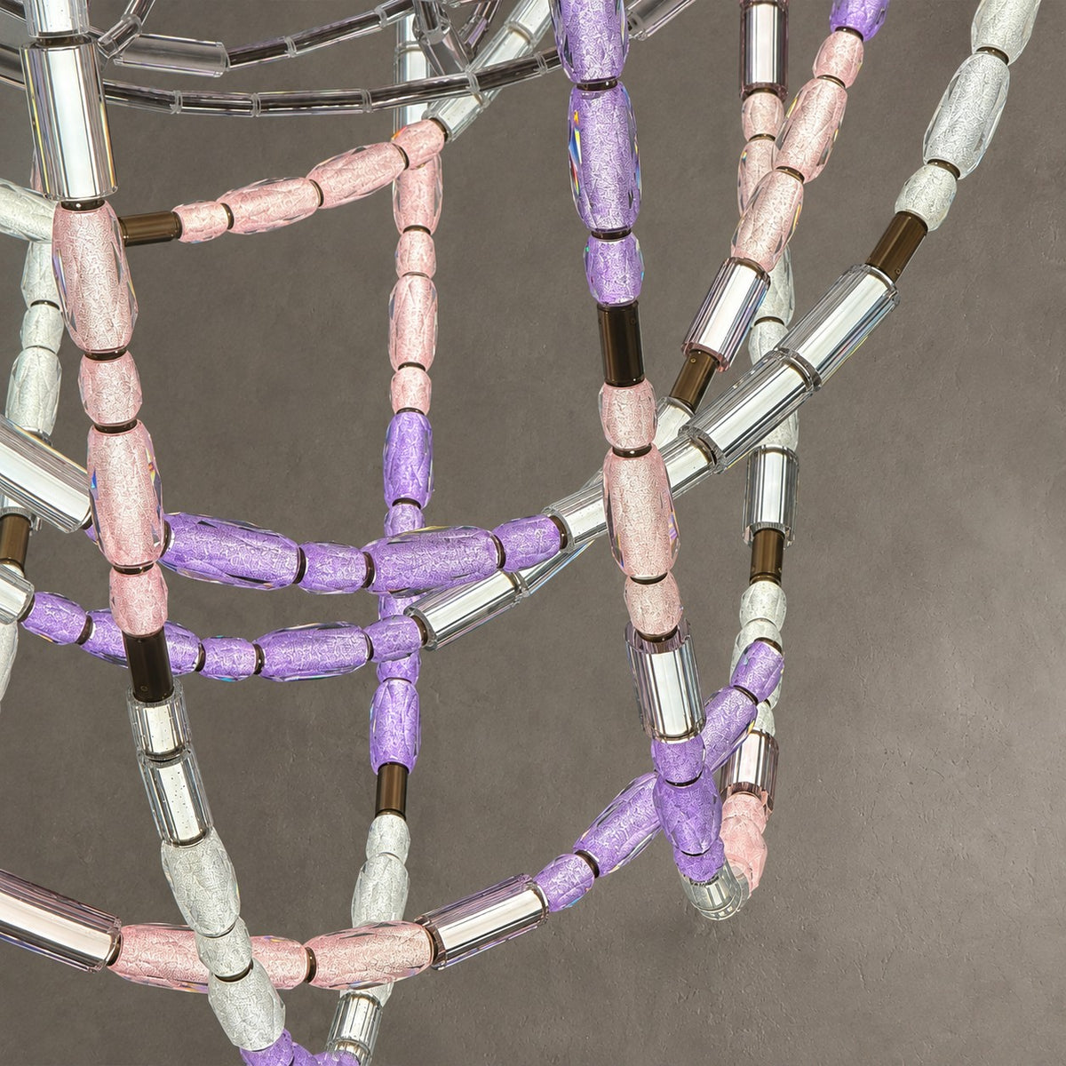 Luxury Artistic Dreamy Pastel Blended Crystal Tube Chain Chandelier for Villa/Lobby/Foyer