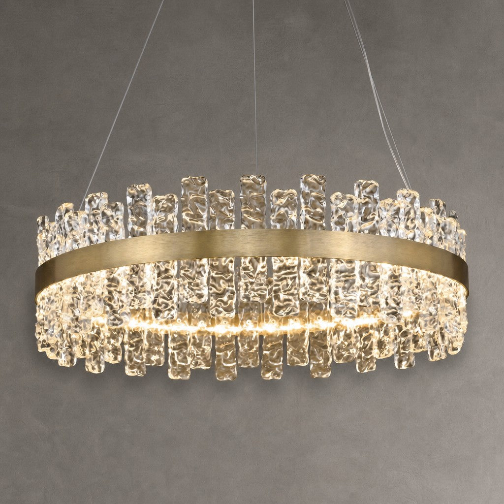 Brushed Gold Glass Fringe Modern Chandelier