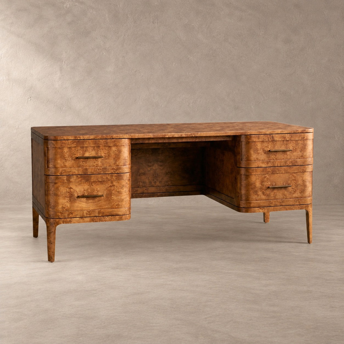 Mappa Burl Wood Curved Workspace Table