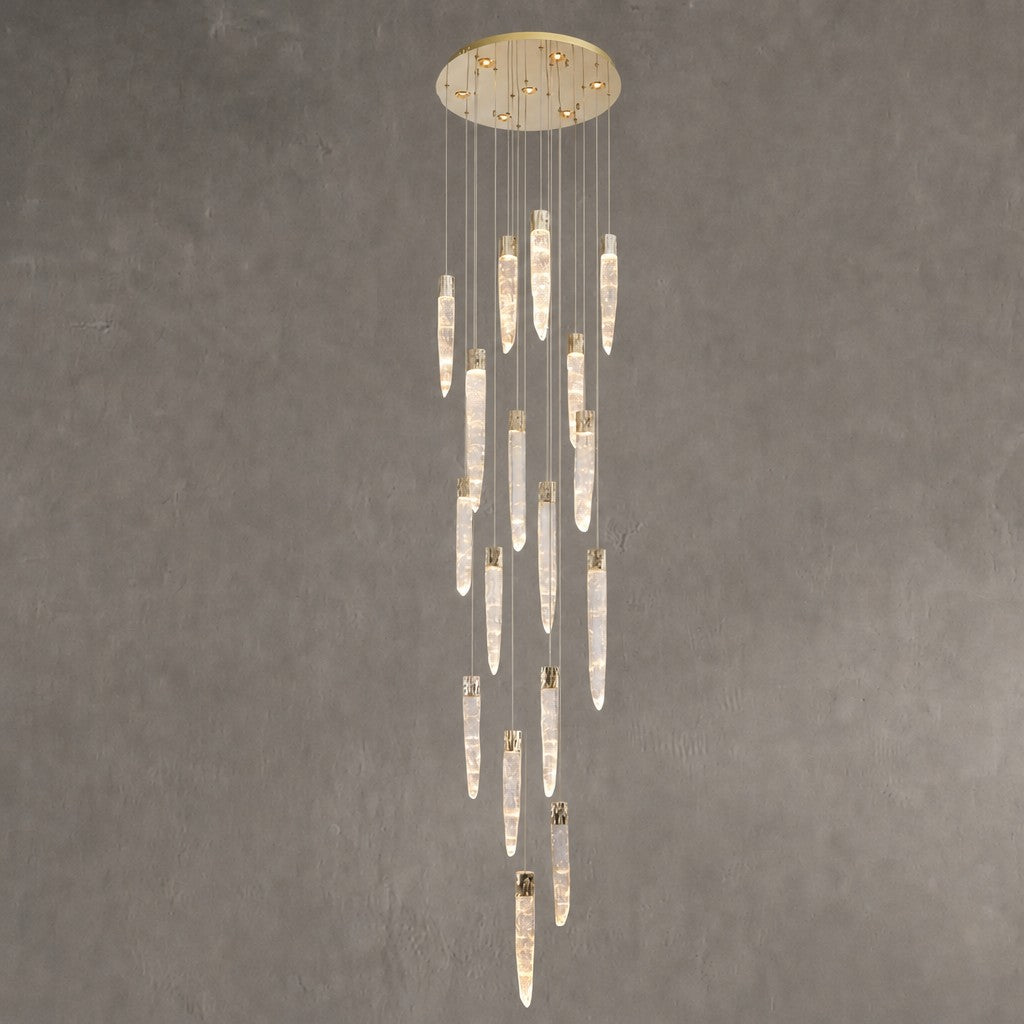 Halsey Icicle Crystal Glass Stairwell Chandelier 47" D