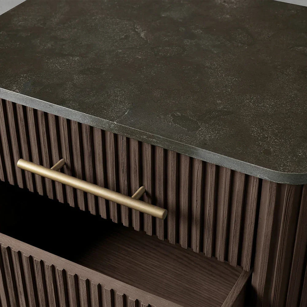 Double Drawer Bedside Chest with Stone Top