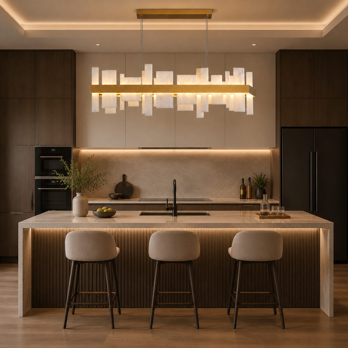 Linear Alabaster Dining Chandelier