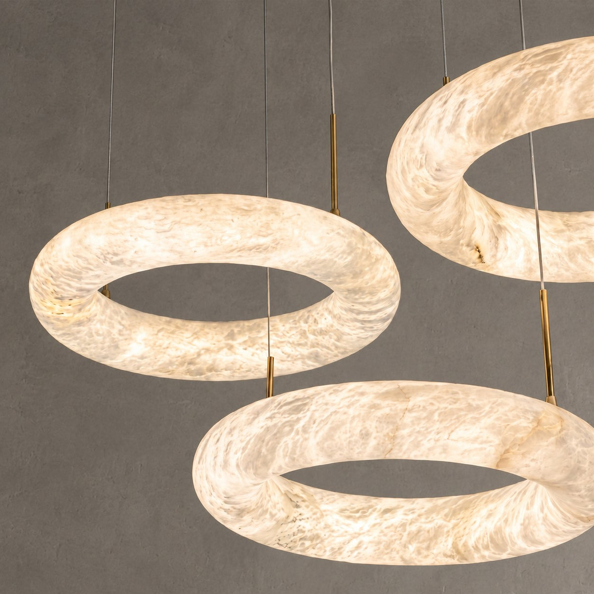Anello Modern Alabaster Round Ring Chandelier