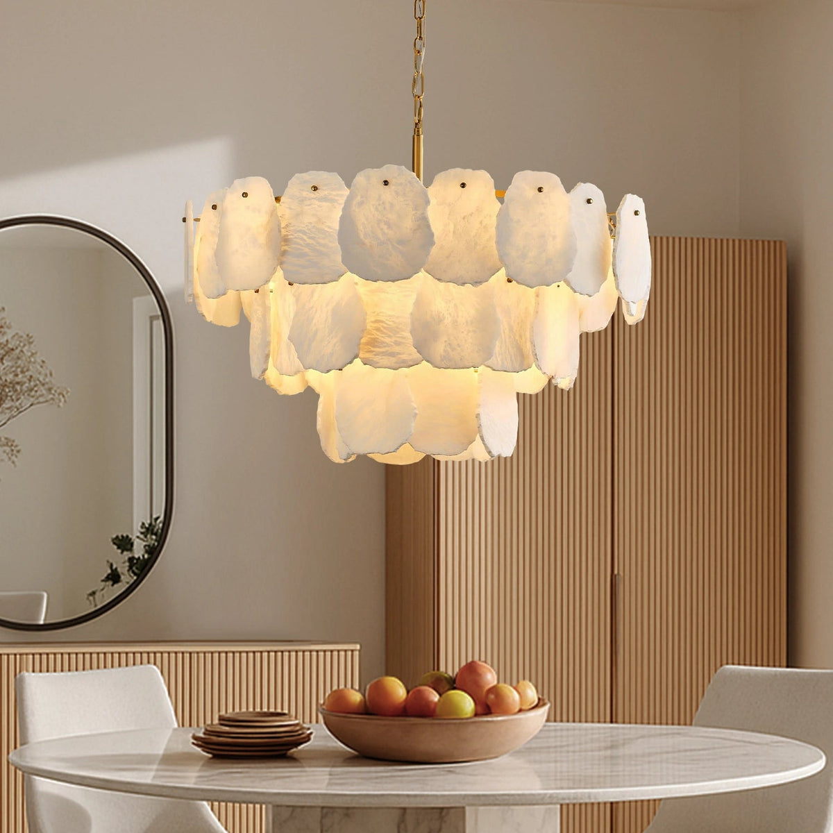 Layered Alabaster Round Chandelier