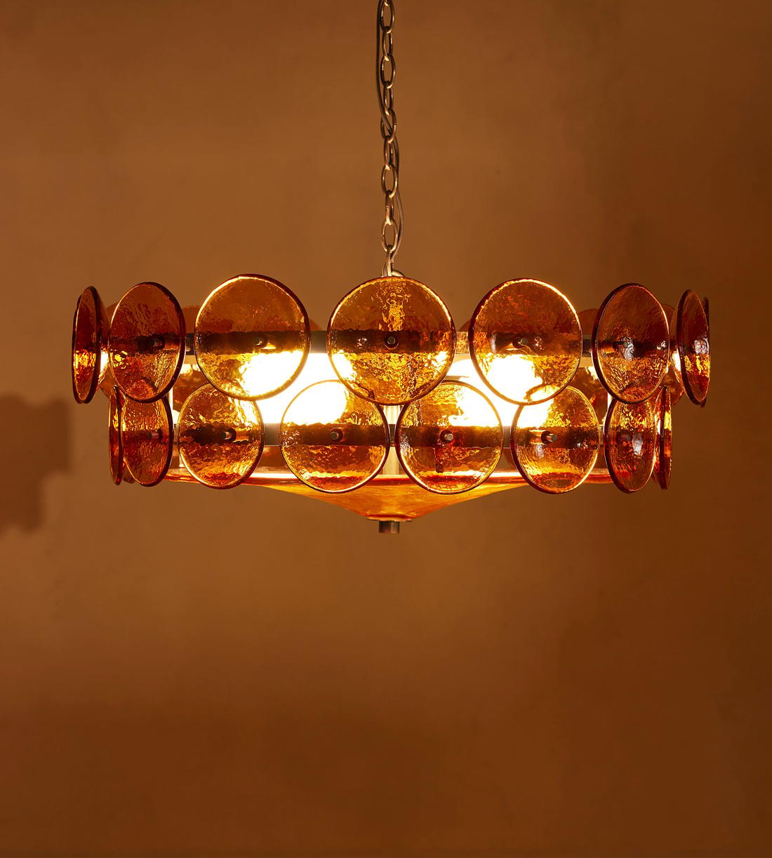 Solaris Amber Glass Disc Chandelier