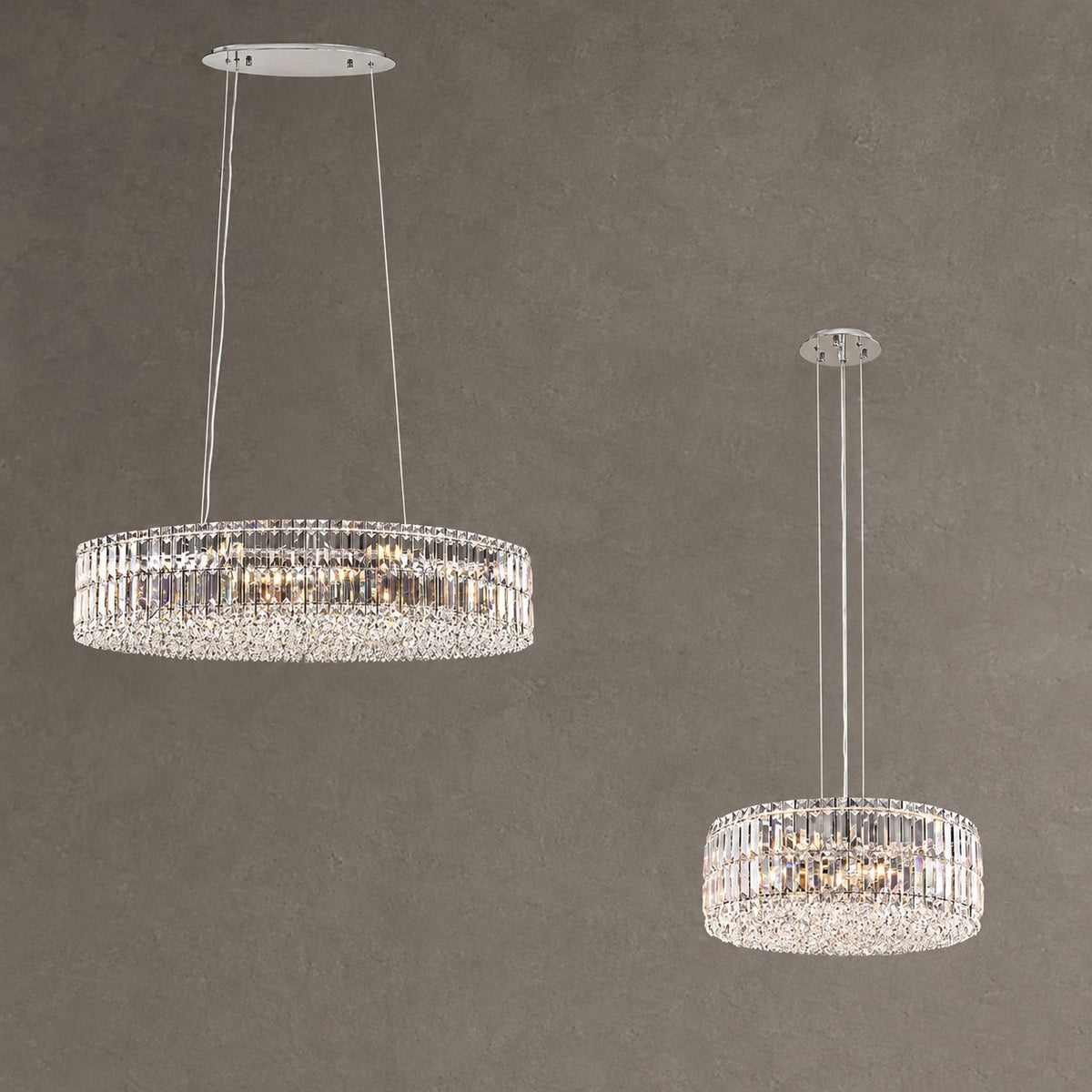 Modern Silver Ceiling Round/Rectangle Crystal Chandelier Set for Living Room/Dining Room/ Bedroom Decorative Light Fixture