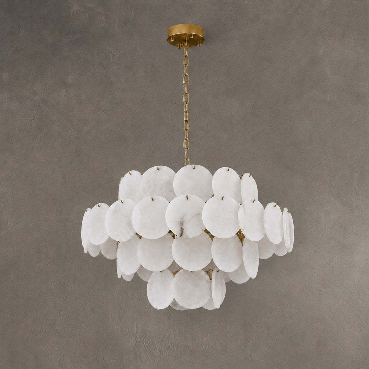 Natural Alabaster 31.5" Round Chandelier