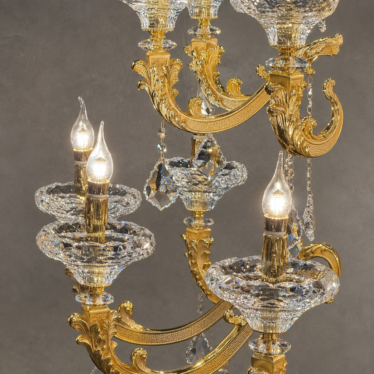 Baroque Revival Crystal Chandelier with Industrial 24K Gold Finish