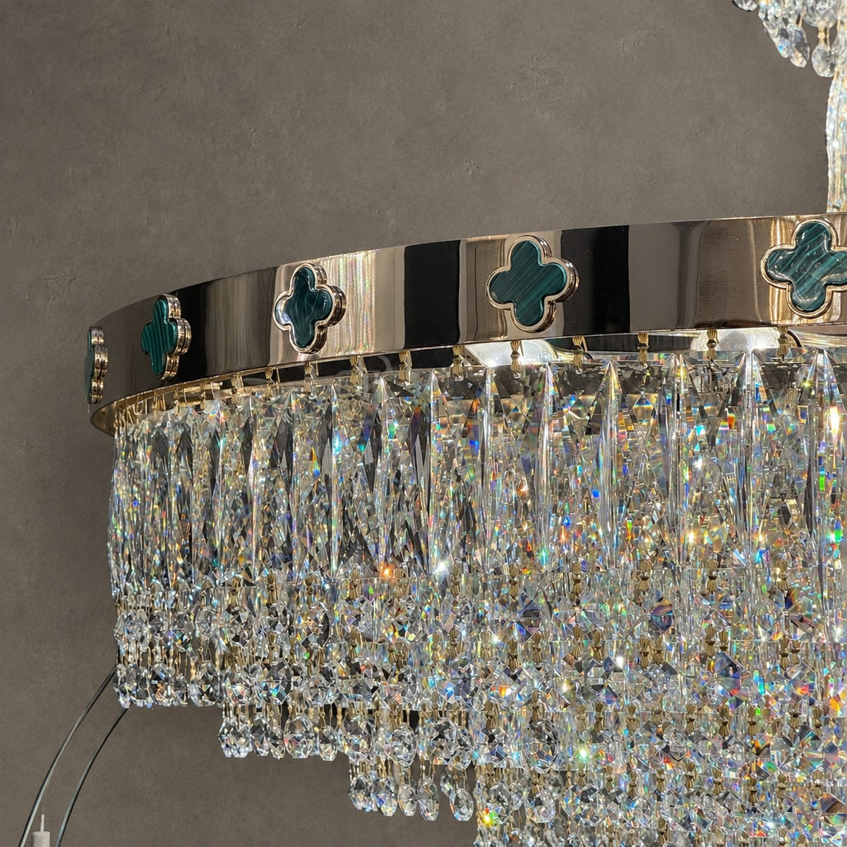 Elegant Clover Malachite Crystal Chandelier Series