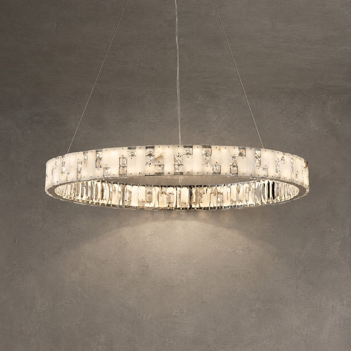 Ellery Crystal&Alabaster Round Ring Chandelier