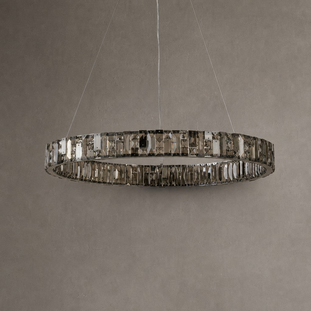 Ellery Crystal&Alabaster Round Ring Chandelier