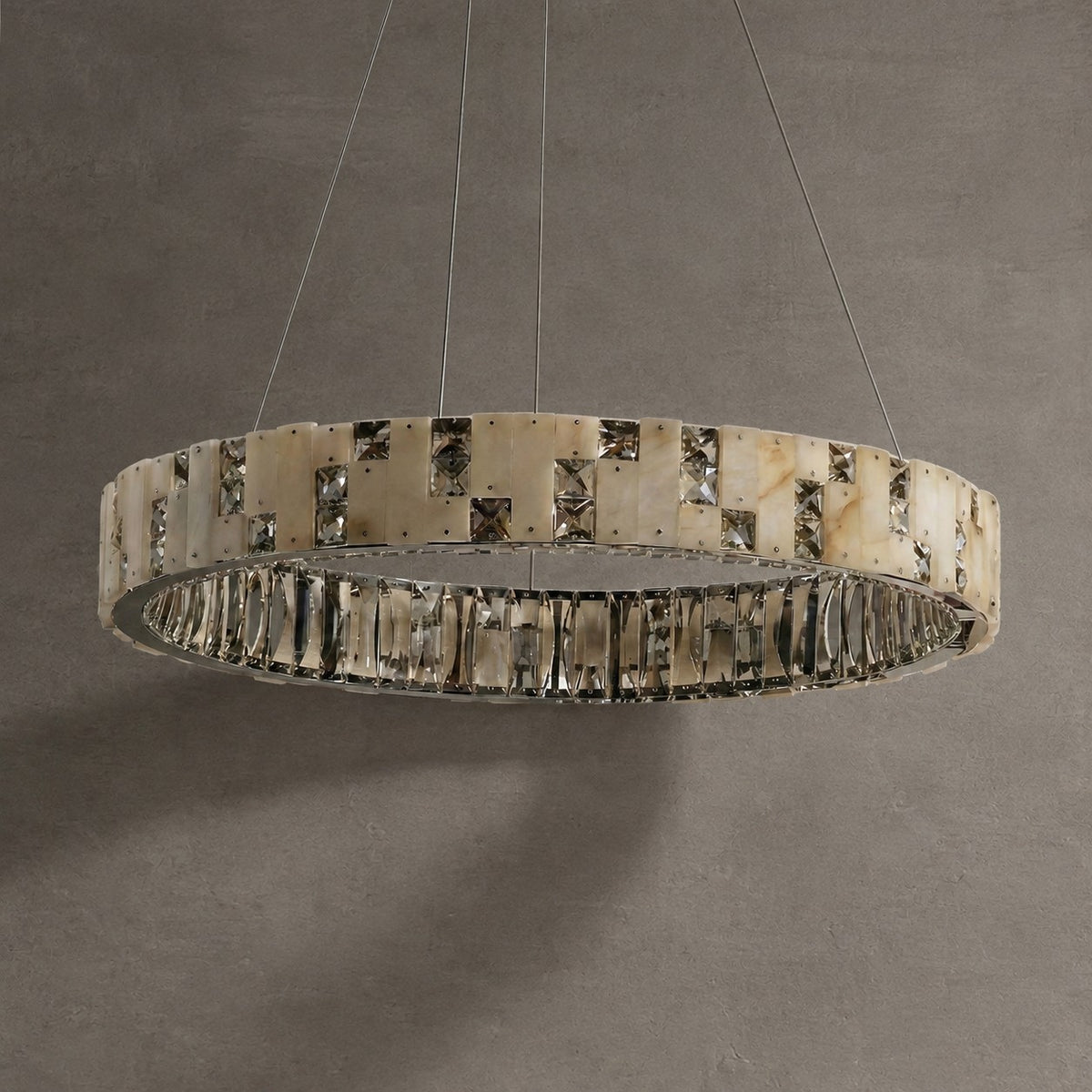 Ellery Crystal&Alabaster Round Ring Chandelier