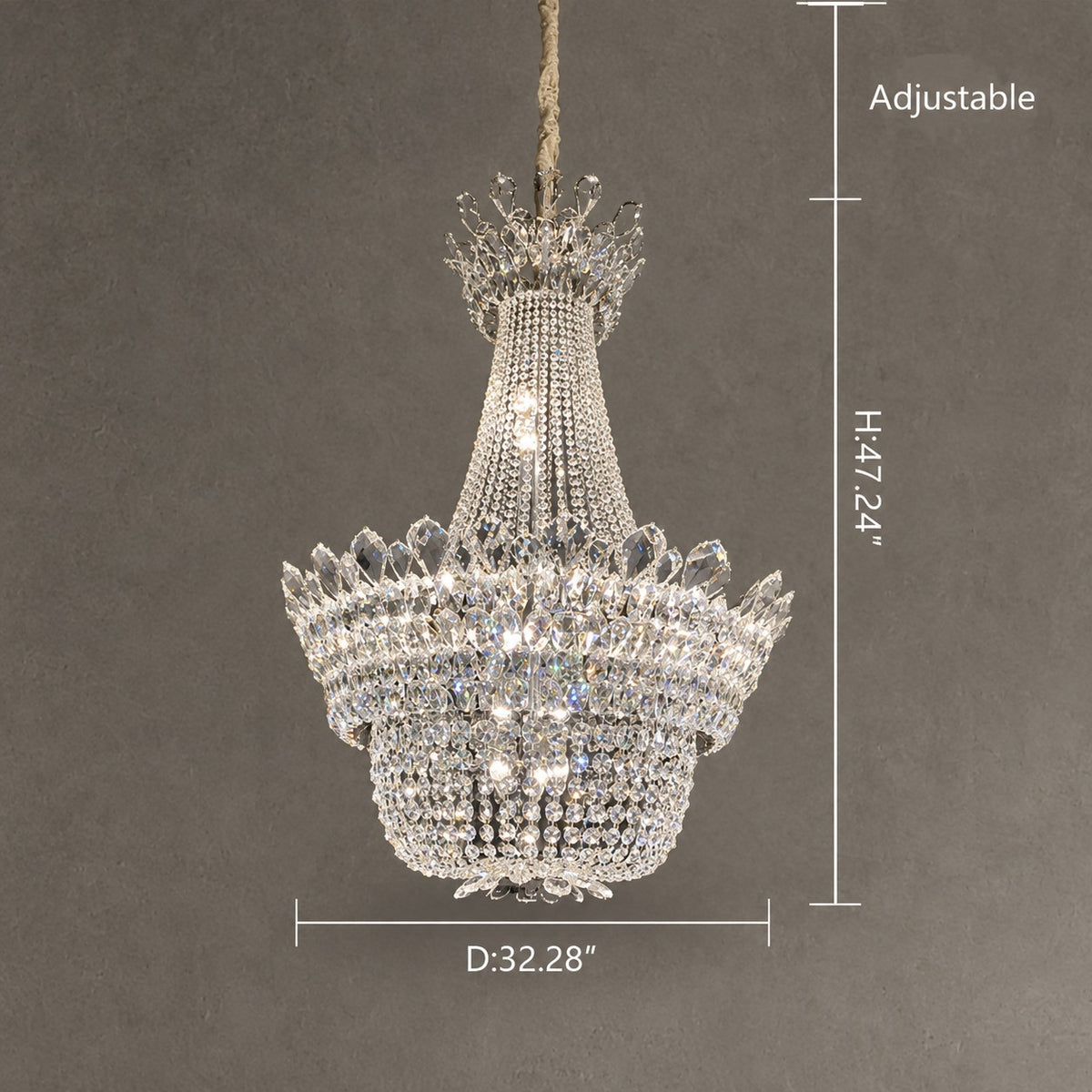 Empire Crystal Pendant Chandelier for Foyer/Entryway