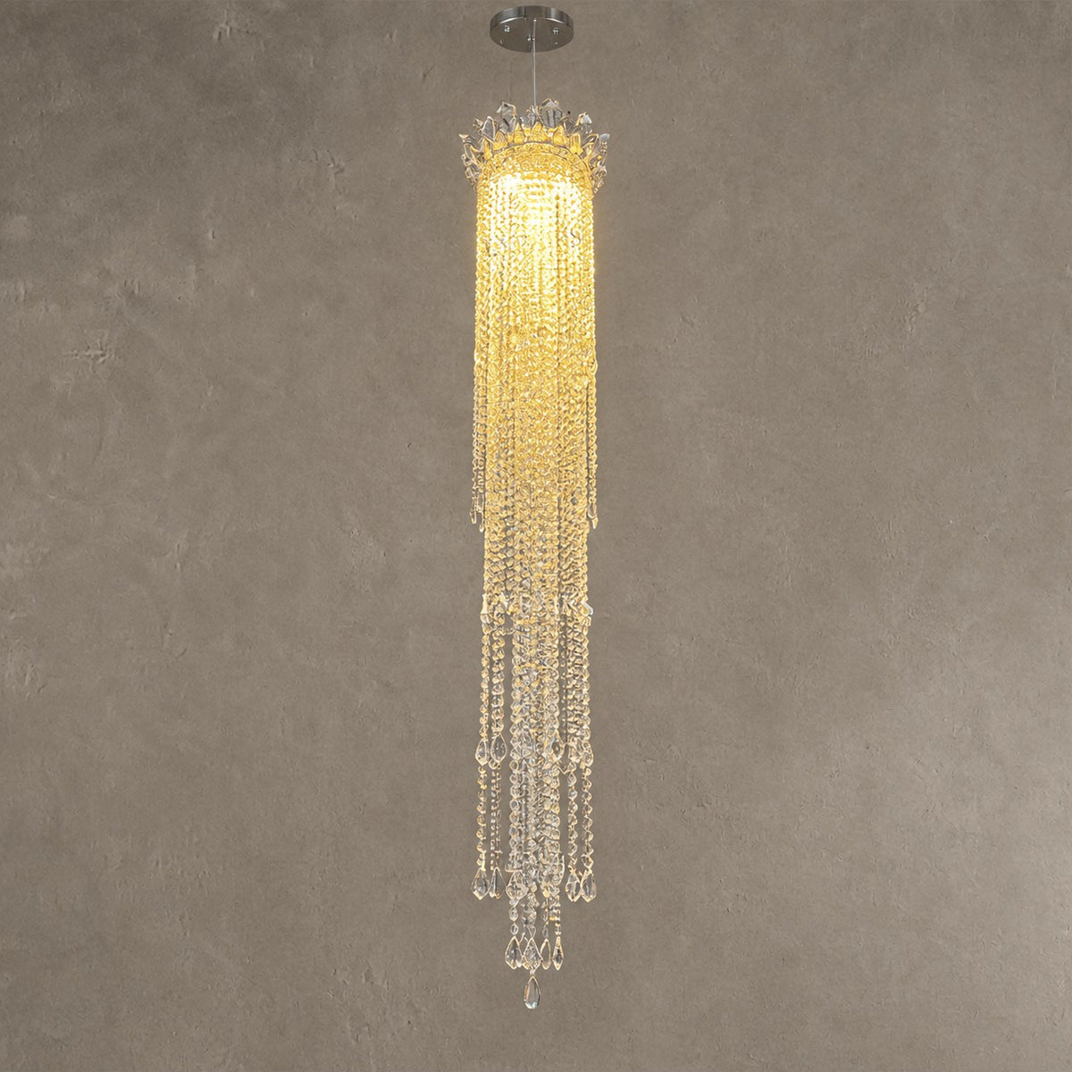 Extra Large Light Luxury Stairwell Crystal Tassel Chandelier for Staircase/High Floor Hall/Loft