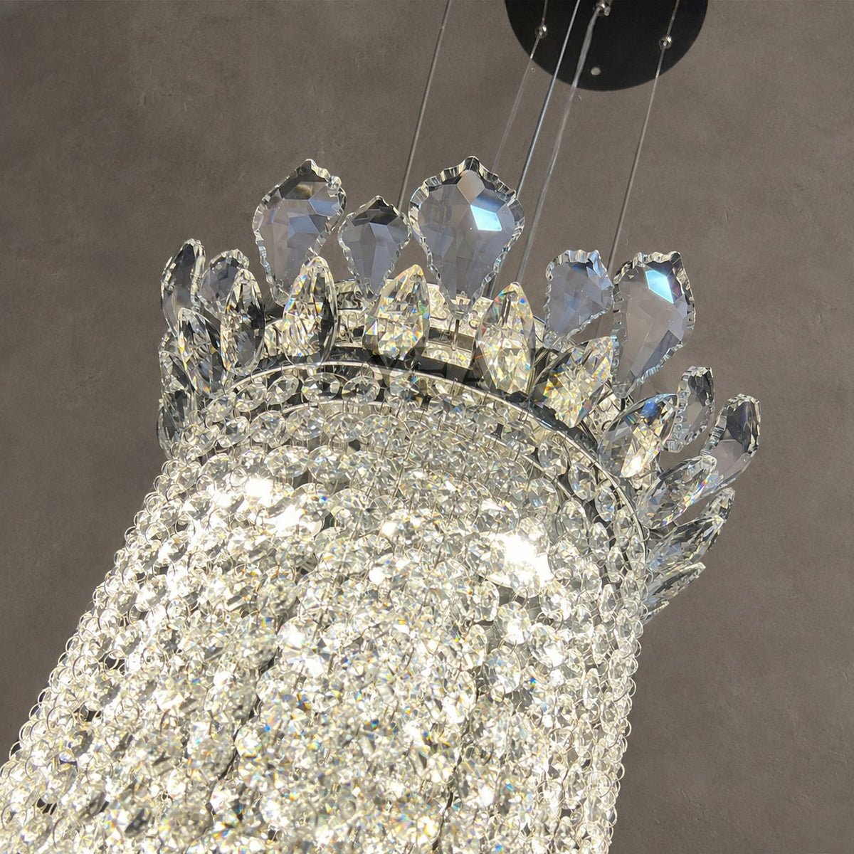Extra Large Light Luxury Stairwell Crystal Tassel Chandelier for Staircase/High Floor Hall/Loft