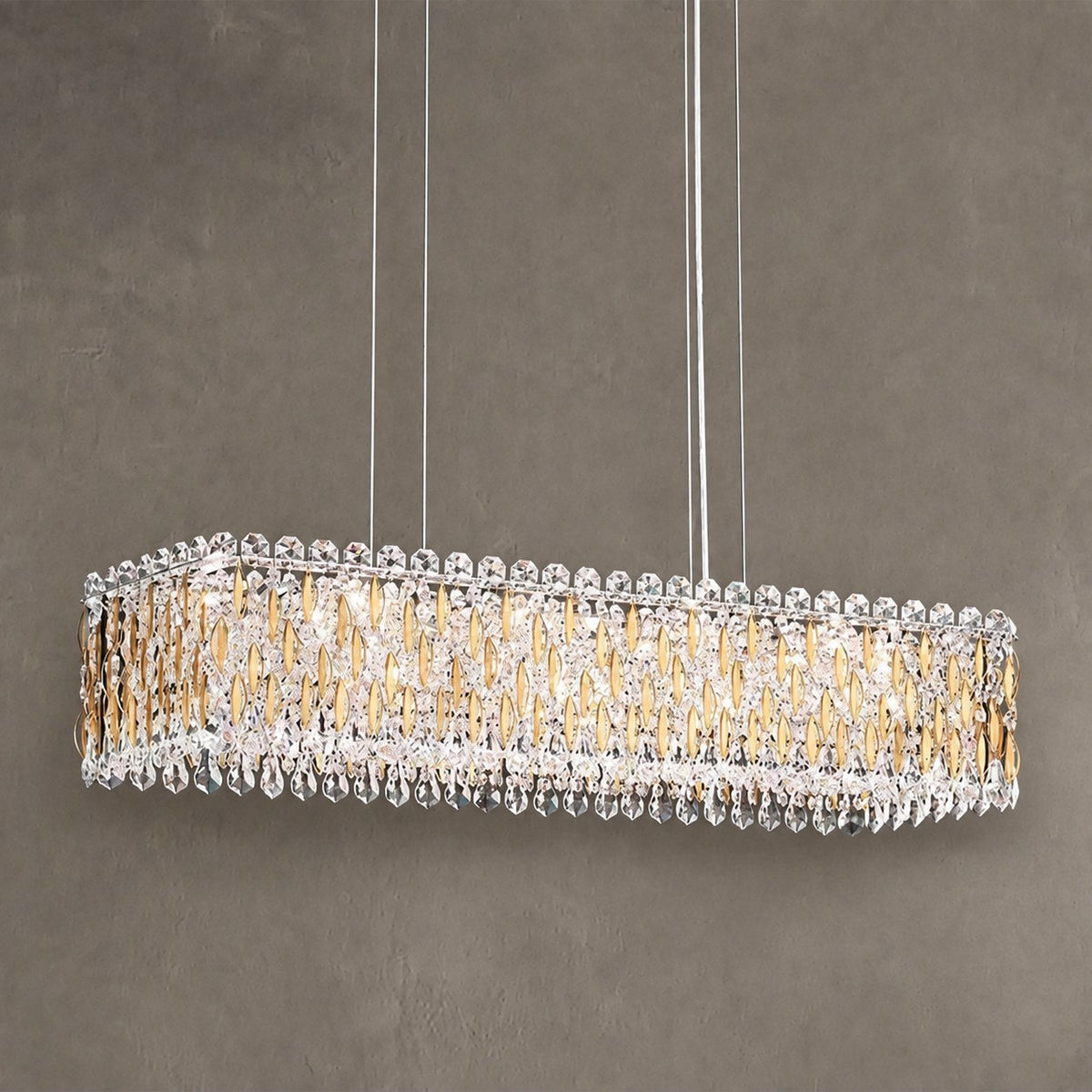 Extra Large Luxury Rectangle Crystal Pendant Chandelier for Living/Dining Room/Kitchen Island