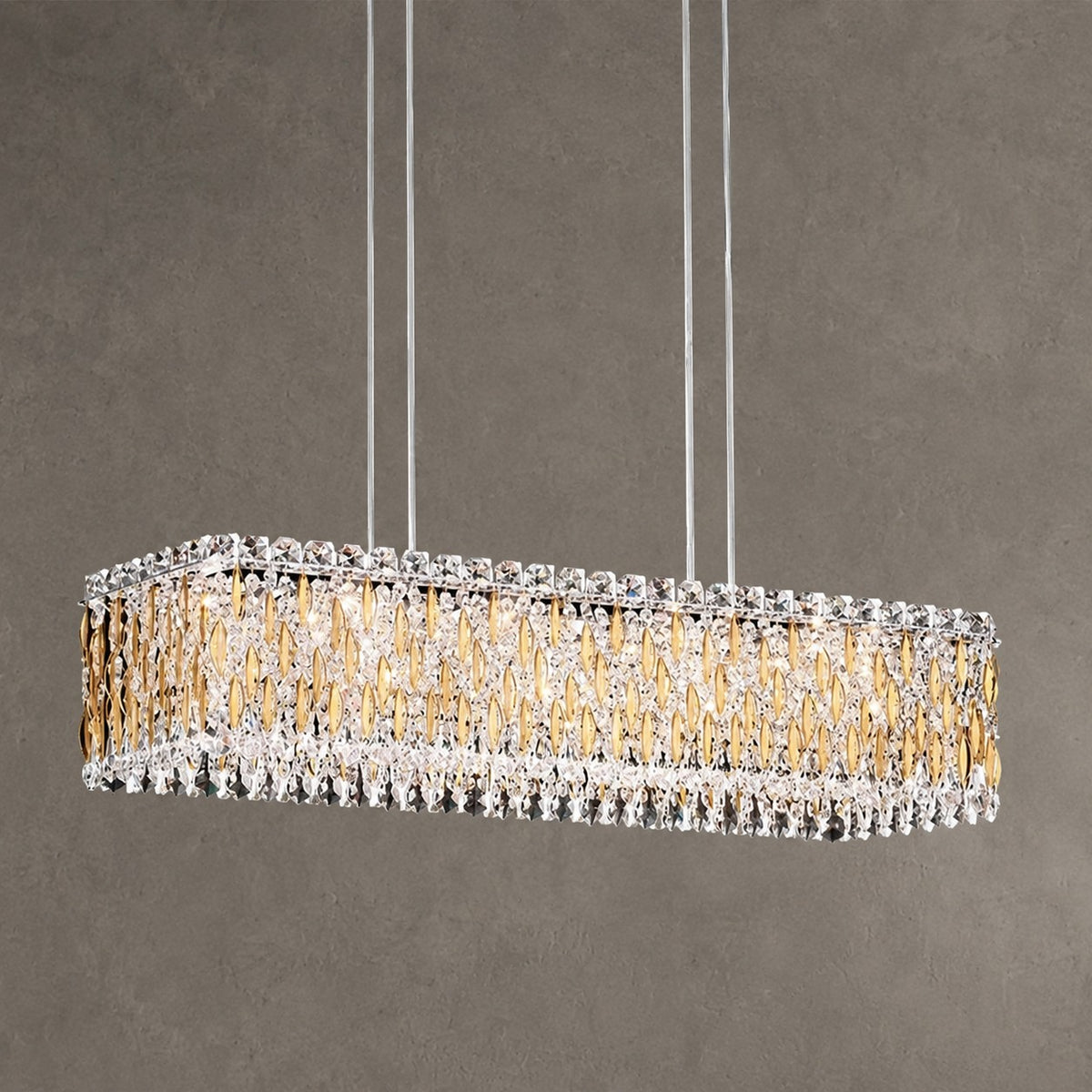Extra Large Luxury Rectangle Crystal Pendant Chandelier for Living/Dining Room/Kitchen Island