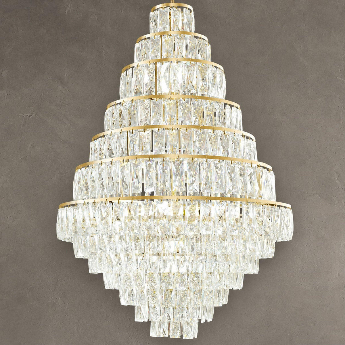 Extra Large Decorative Crystal Chandelier Foyer Hall Ceiling Light Fixture For Staircase In Gold/ Chrome