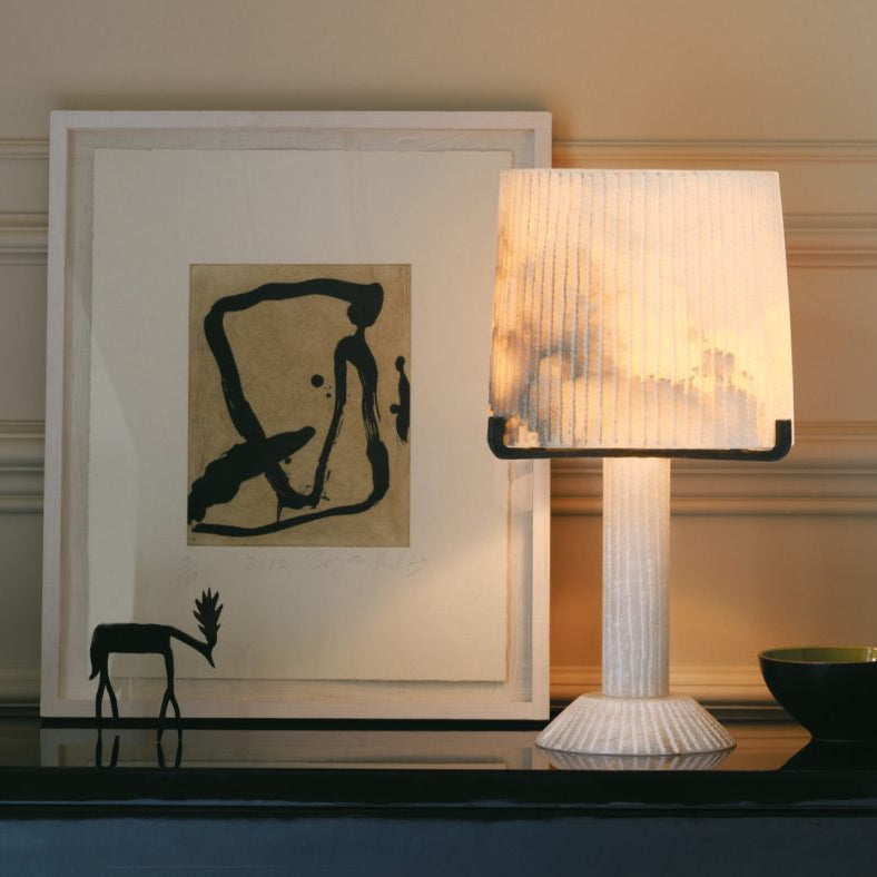 Stepped Alabaster Column Table Lamp