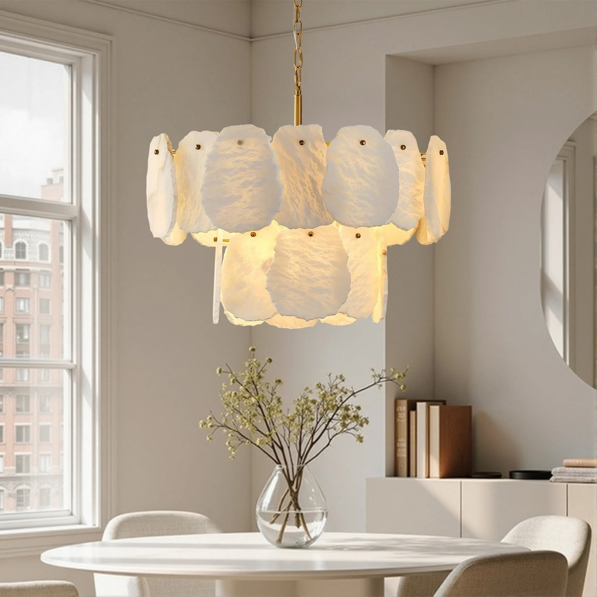 Layered Alabaster Round Chandelier