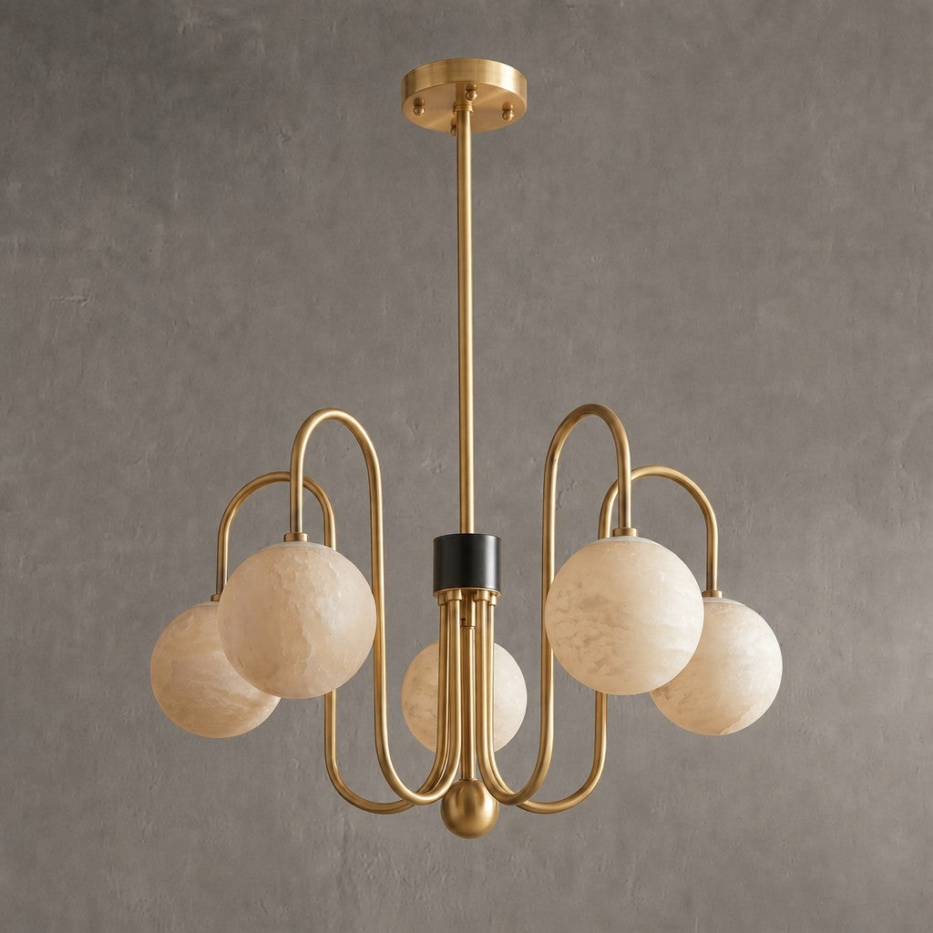 Brass Arc Alabaster Pendant Light