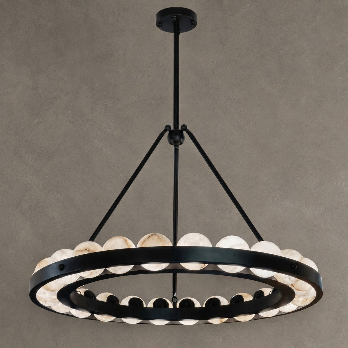 Orbita Modern Alabaster Round Chandelier