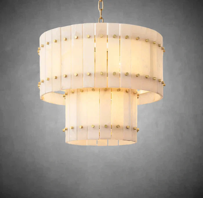 Marcus Alabaster Round Tiered Chandelier
