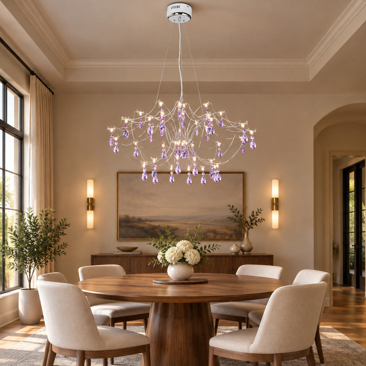 Modern Art Design Dreamcatcher-inspired Firefly Coloful Crystal Chandelier