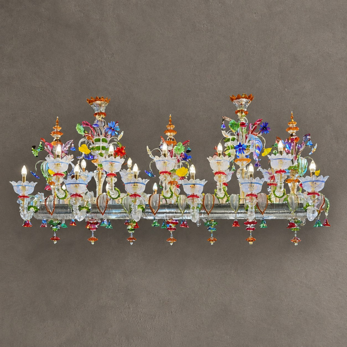 Artisan Multi-Layer Vibrant Handcrafted Botanical Branch Crystal Chandelier