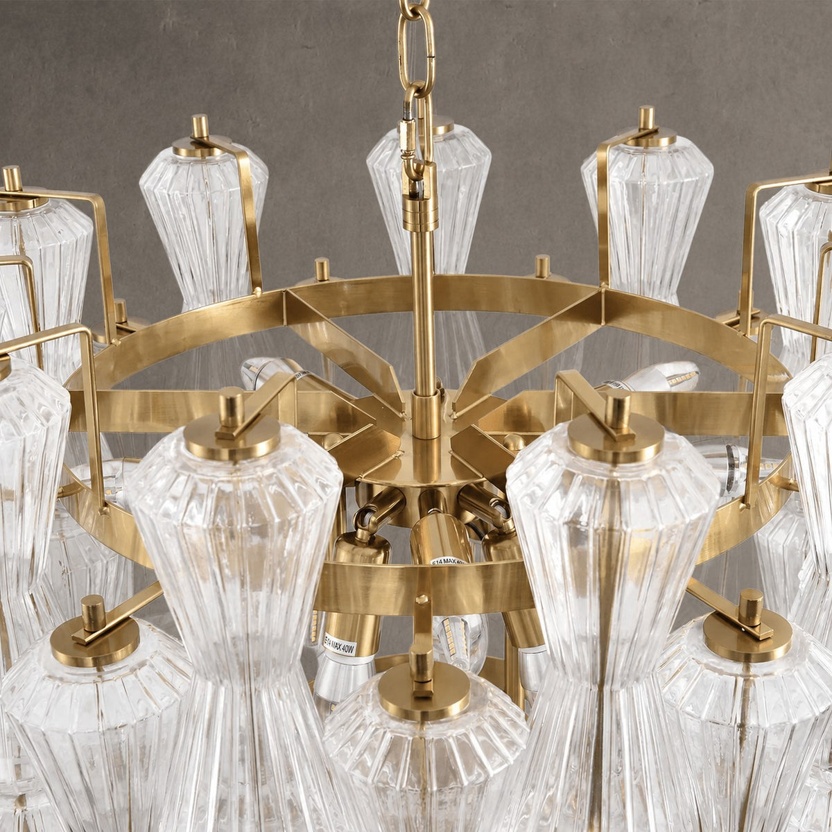Florenzia Chandelier Ribbed Glass Cascade Gold