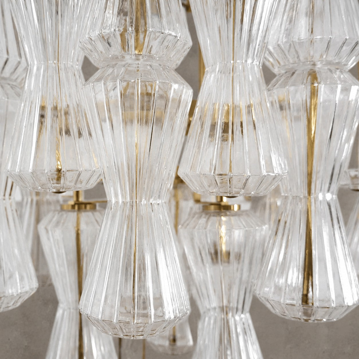 Florenzia Chandelier Ribbed Glass Cascade Gold