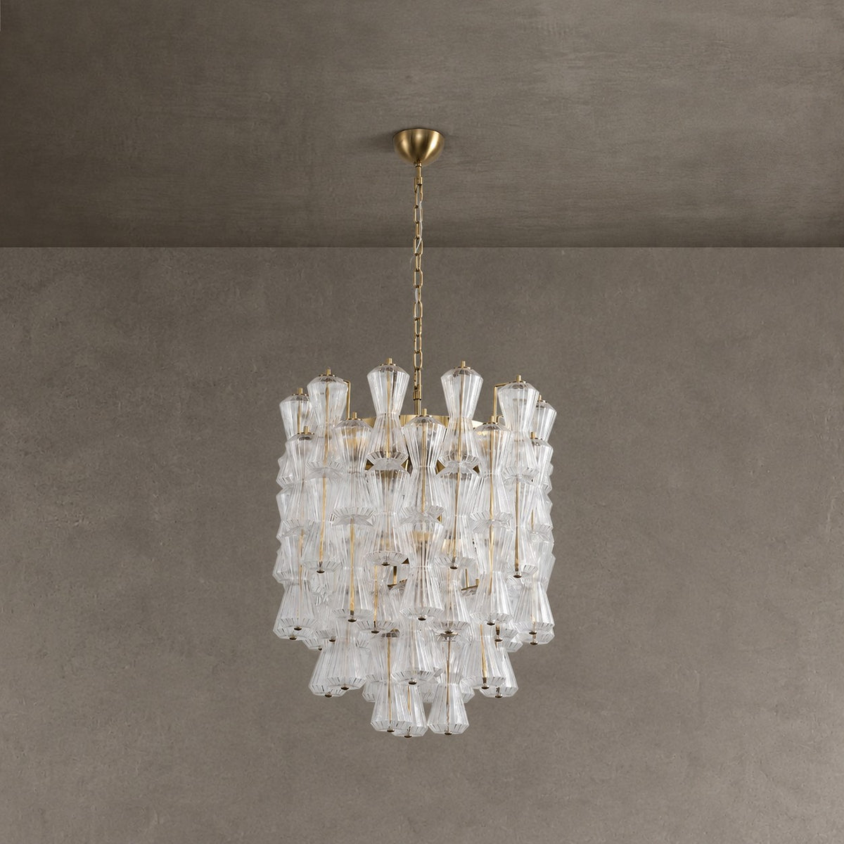 Florenzia Chandelier Ribbed Glass Cascade Gold