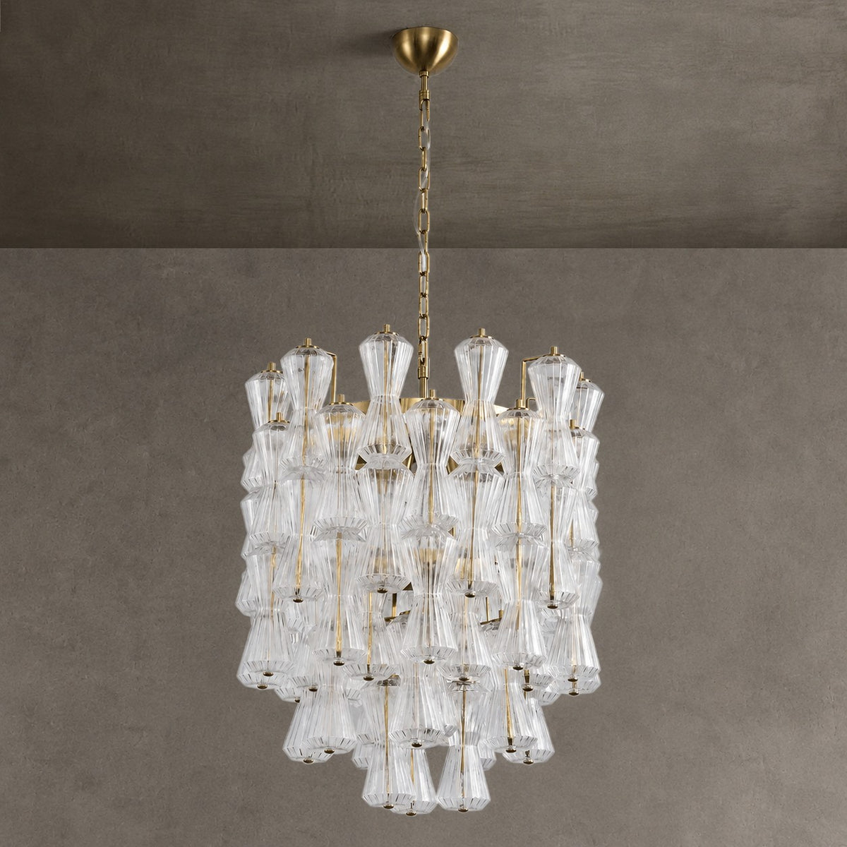 Florenzia Chandelier Ribbed Glass Cascade Gold