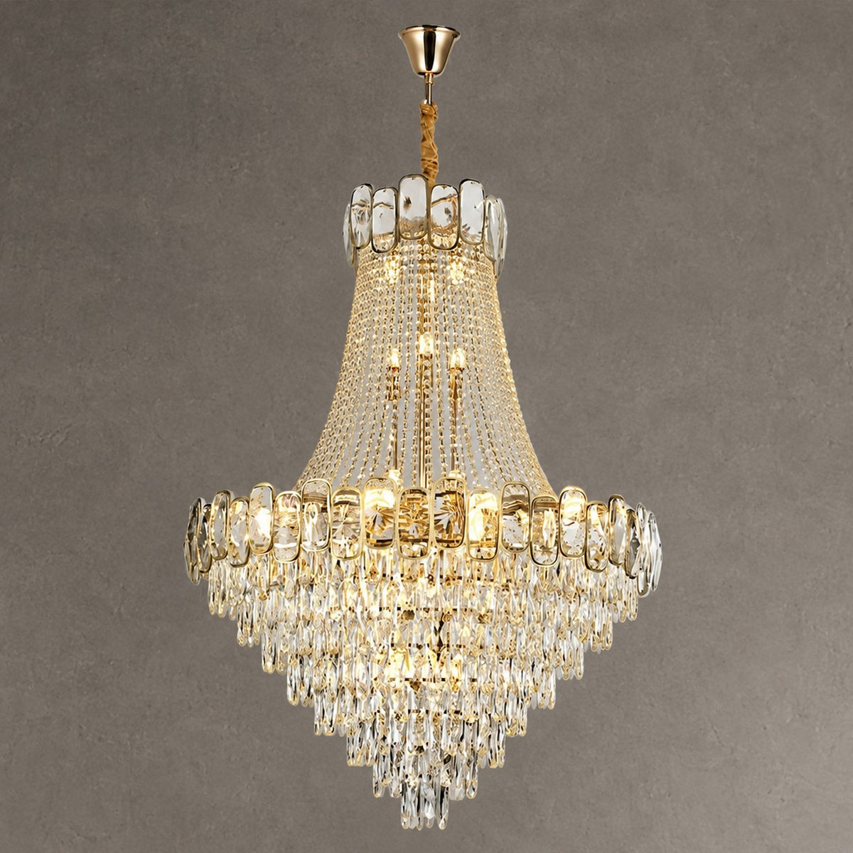 Foyer Staircase Chandelier Luxury K9 Crystal Ceiling Light For Living Room / Hallway