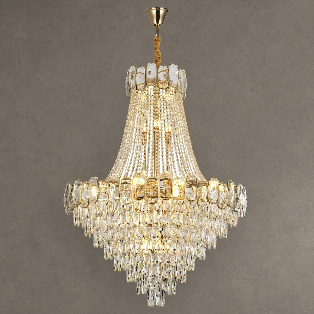 Foyer Staircase Chandelier Luxury K9 Crystal Ceiling Light For Living Room / Hallway