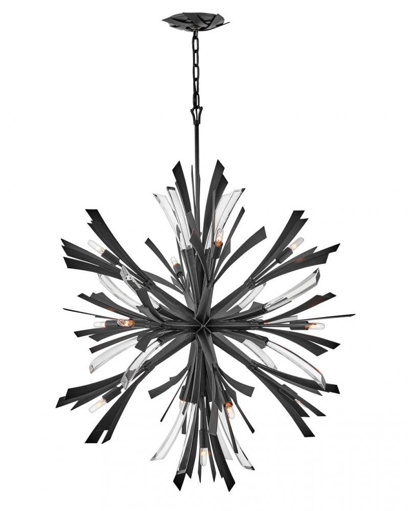 Vida Large Orb Chandelier - Black and Gold Finish, Elegant Design