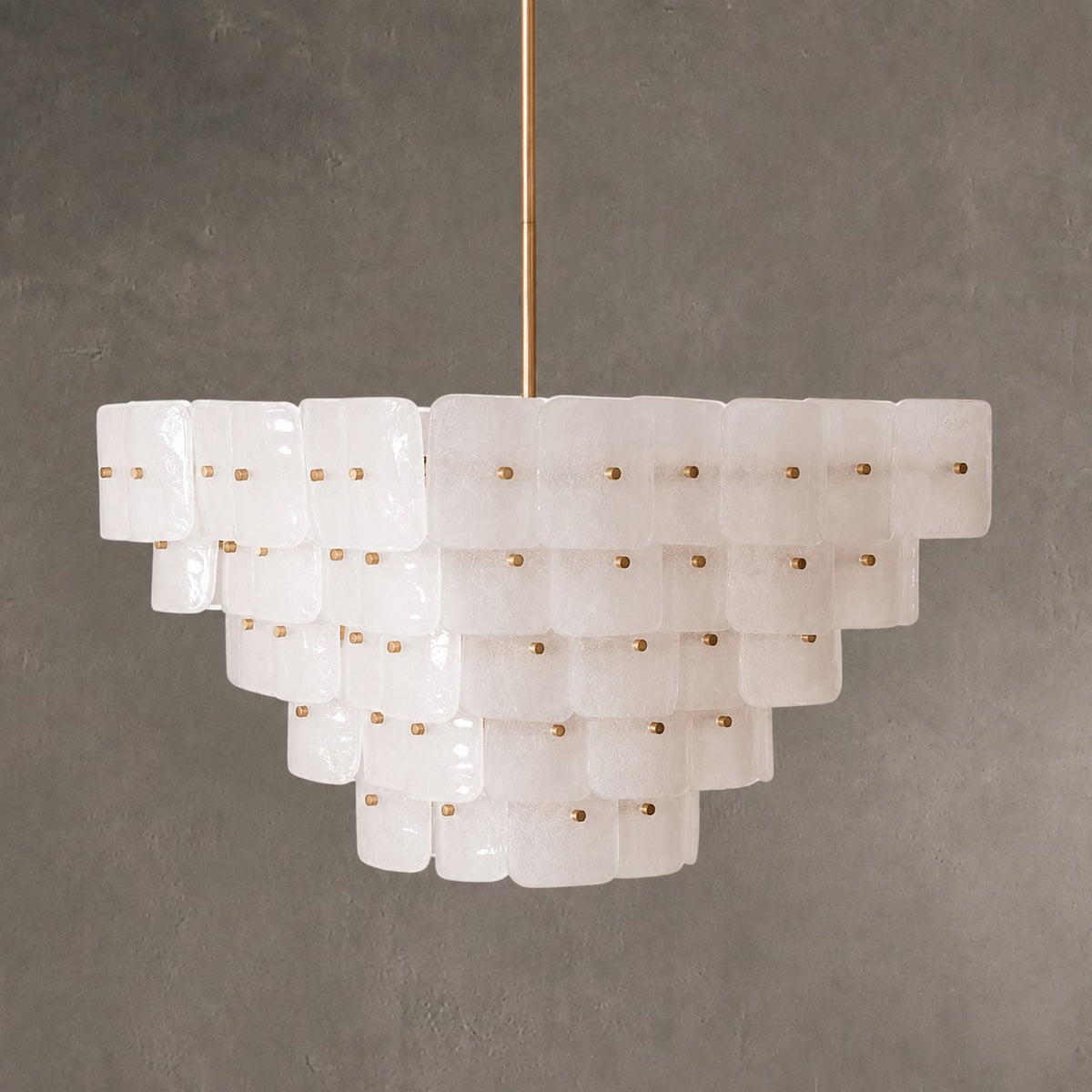 Chandelier  Francis Bubbled Glass Tiered Brass