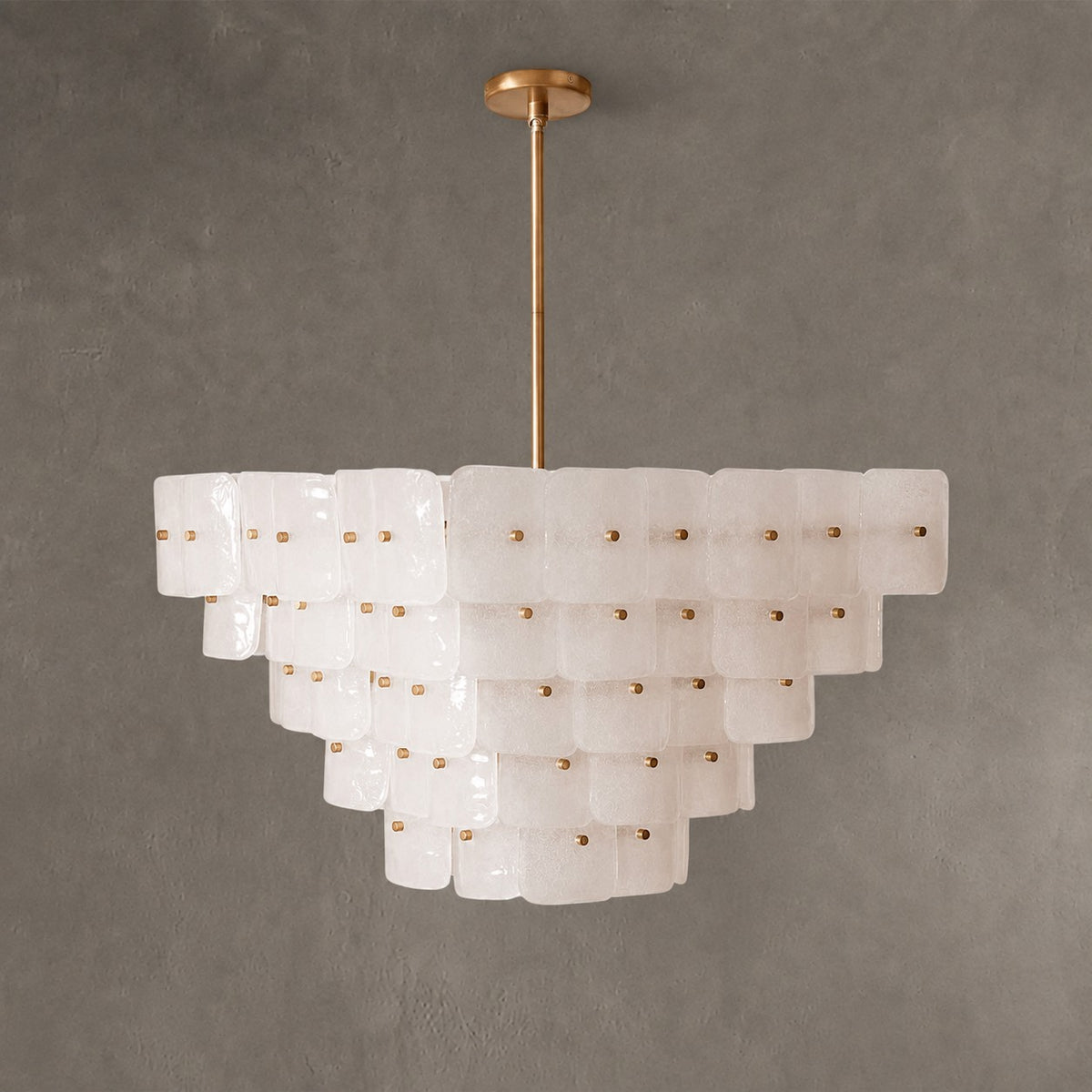 Chandelier  Francis Bubbled Glass Tiered Brass