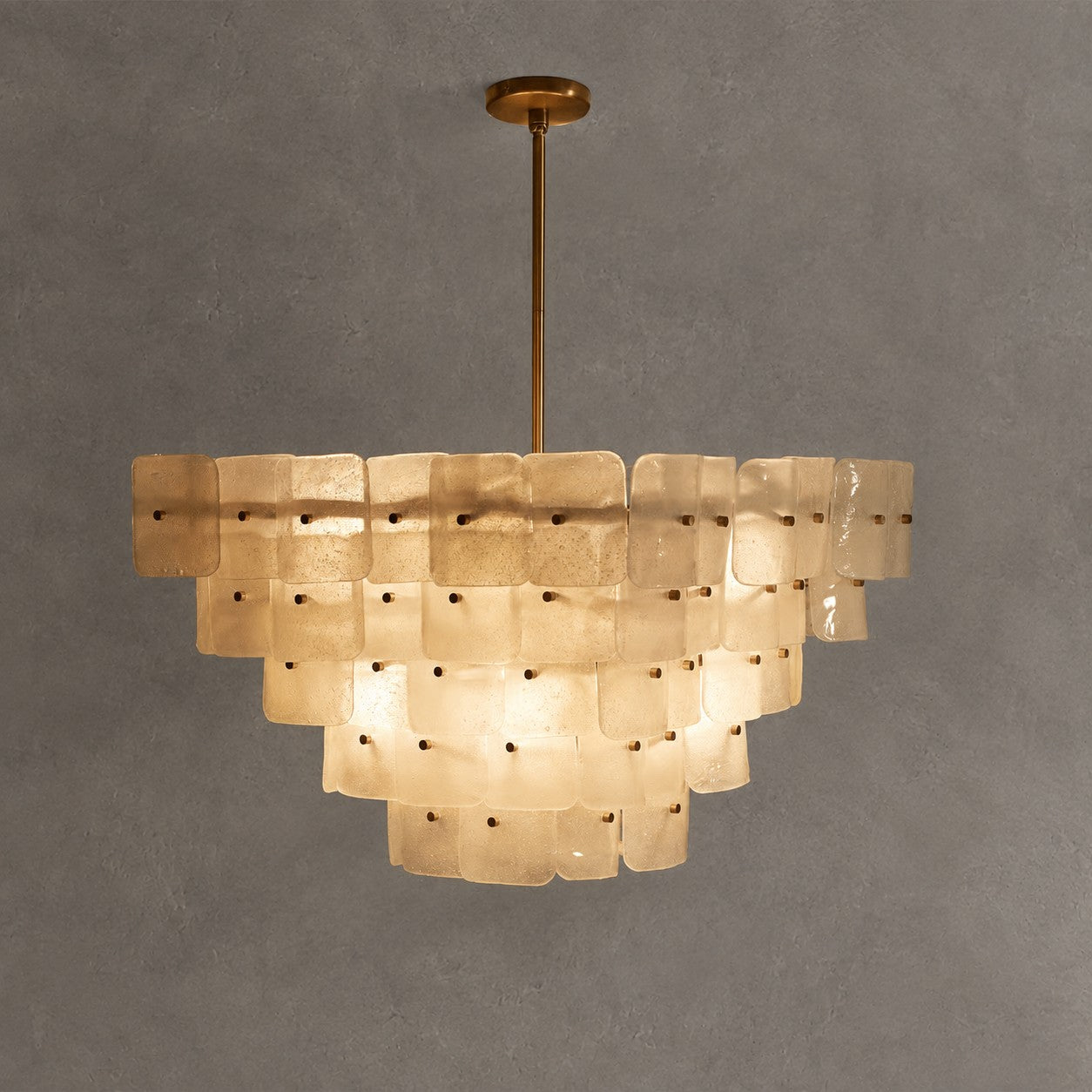 Chandelier  Francis Bubbled Glass Tiered Brass