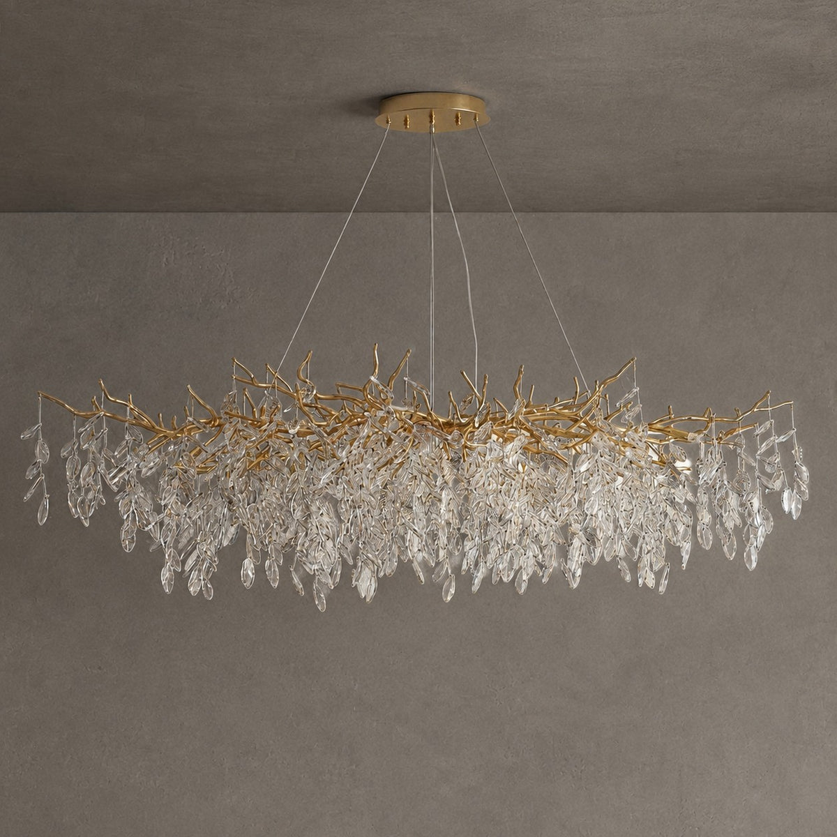 French Branch Crystal Chandelier with Elegant Crystal Leaves