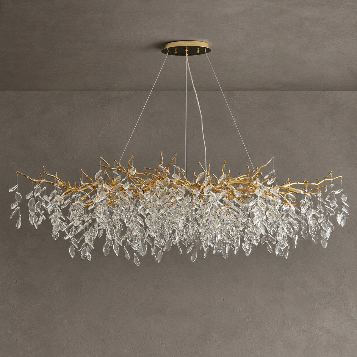 French Branch Crystal Chandelier with Elegant Crystal Leaves