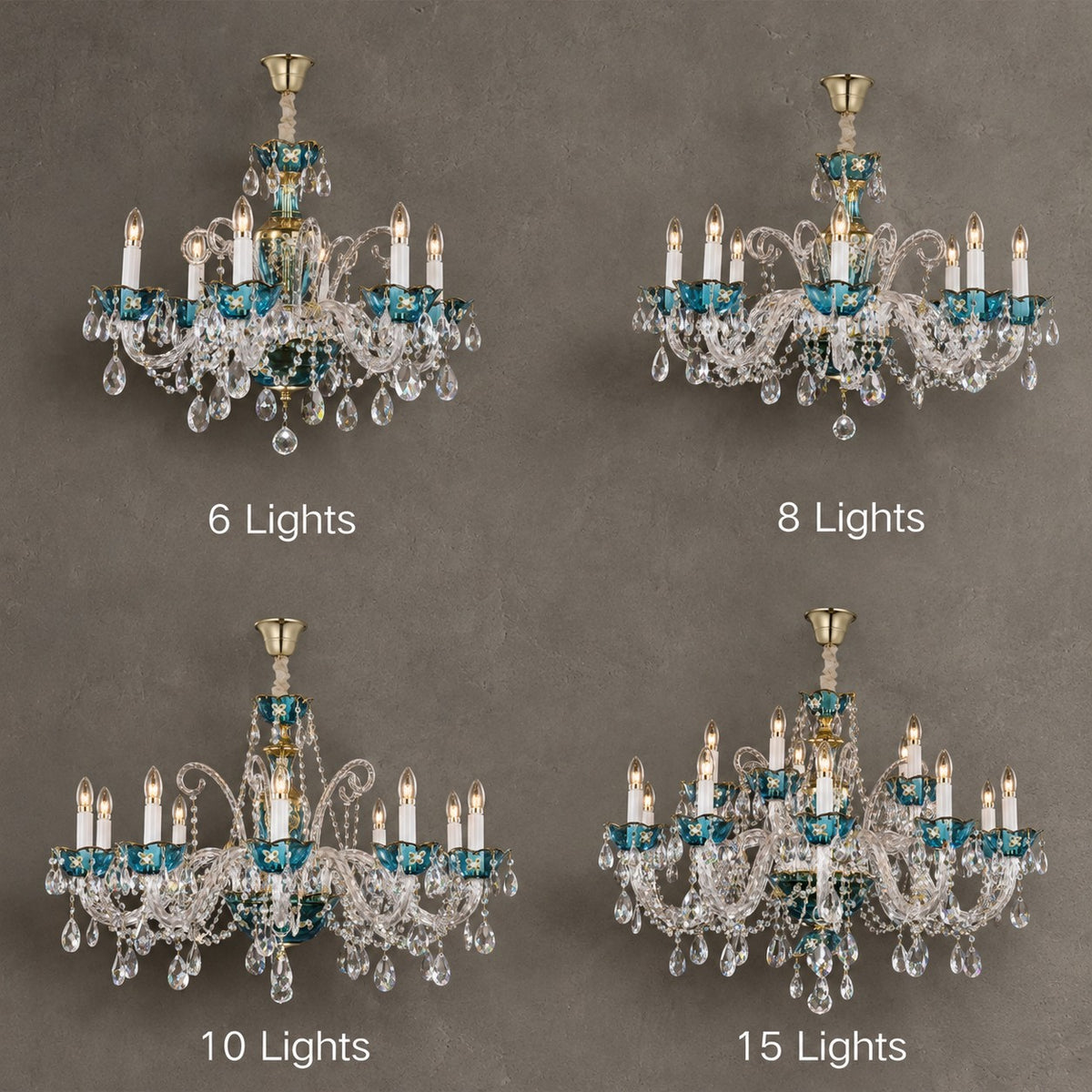 French Romantic Blue Crystal Designer Chandelier for Bedroom/Living Room/Dining Room