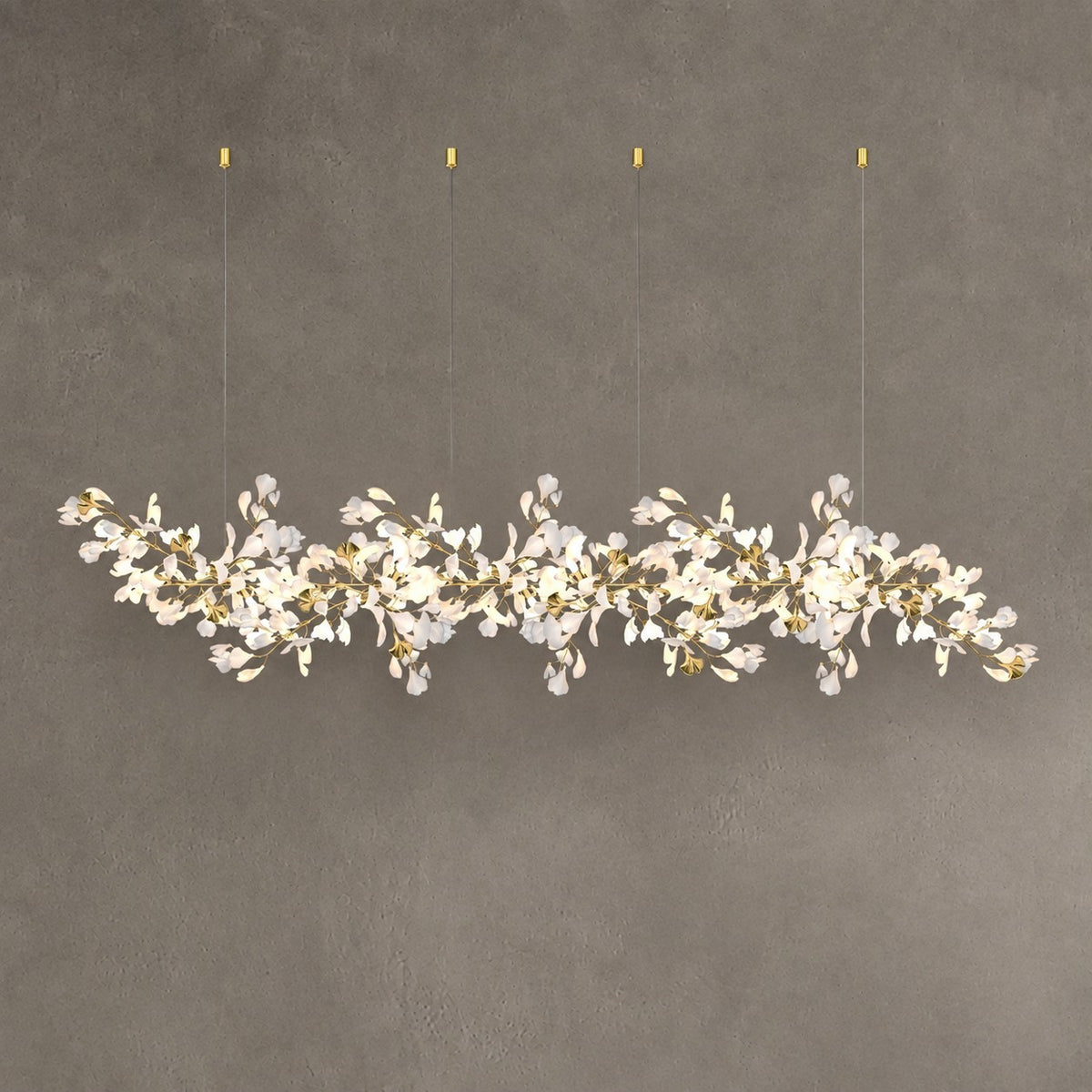 Gingko Leaves Ceramics Spiral Branch Chandelier