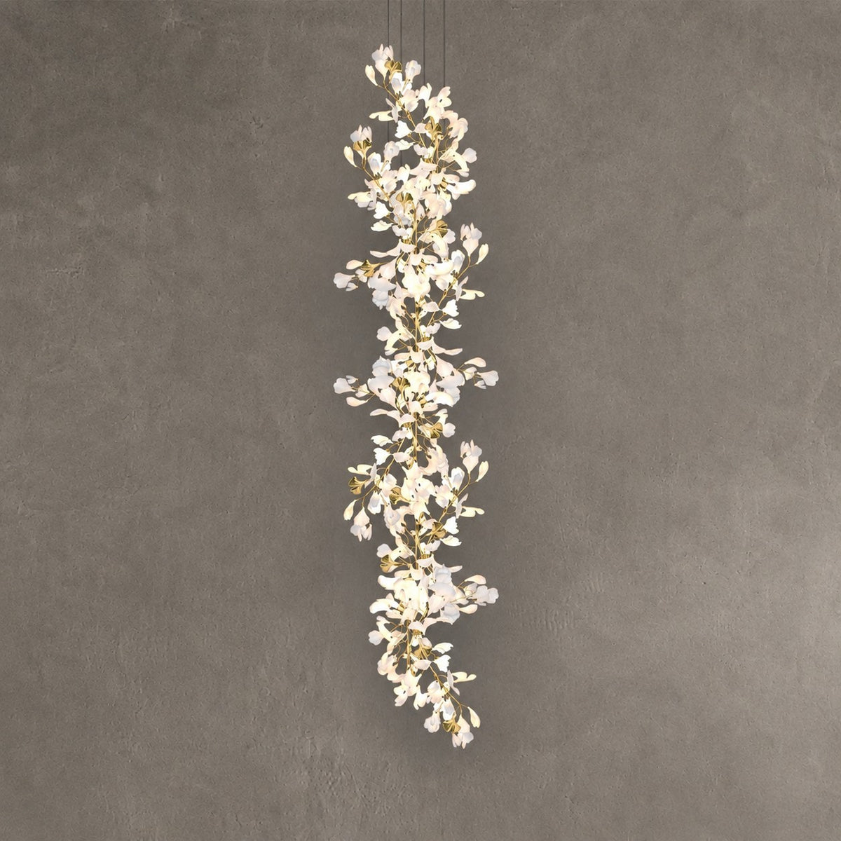 Gingko Leaves Ceramics Spiral Branch Chandelier
