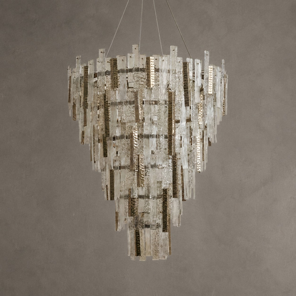 Glacier Textured Glass Round Chandelier