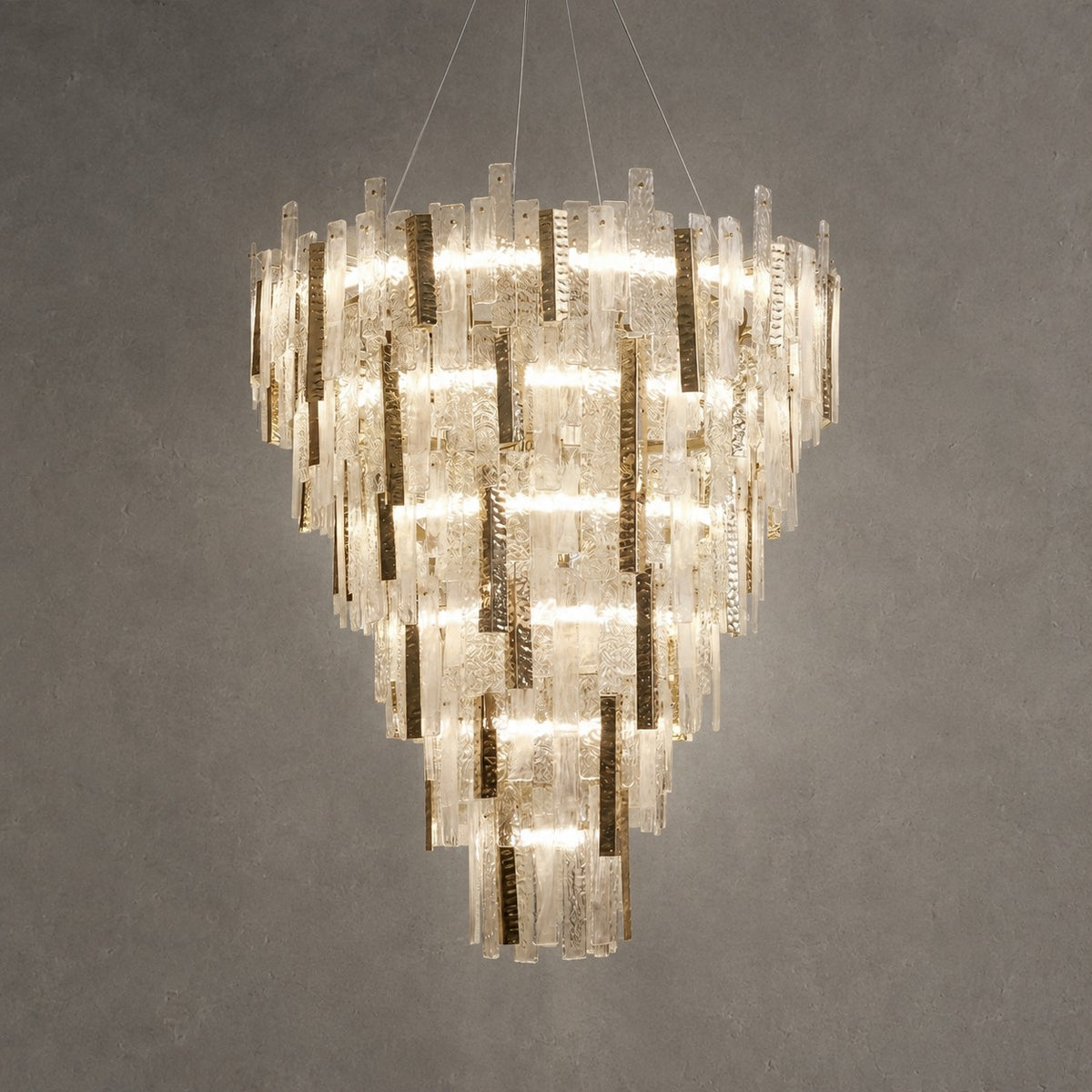 Glacier Textured Glass Round Chandelier