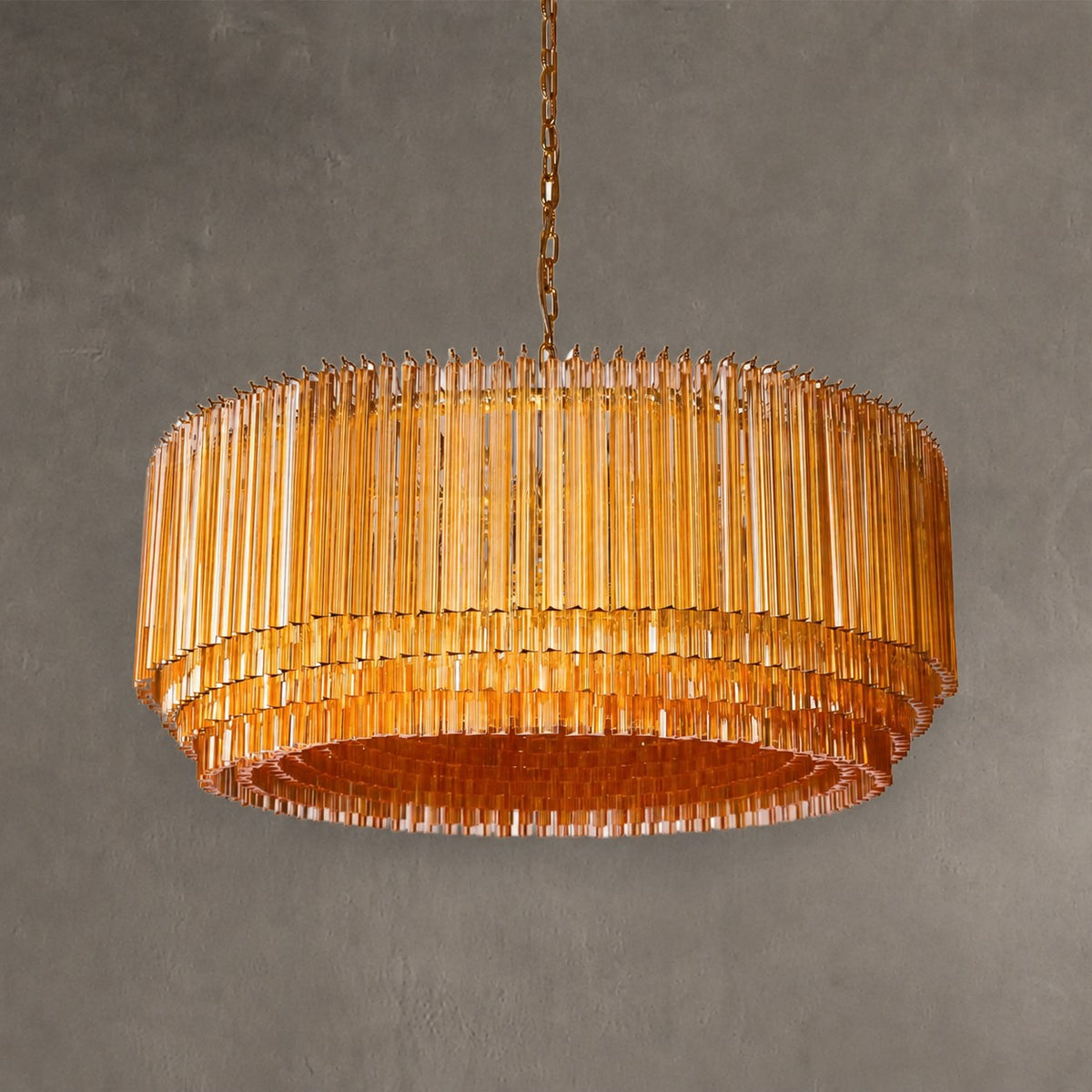 Grande Amaro Amber Glass Drum Chandelier