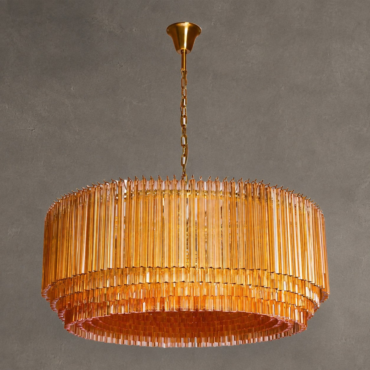 Grande Amaro Amber Glass Drum Chandelier