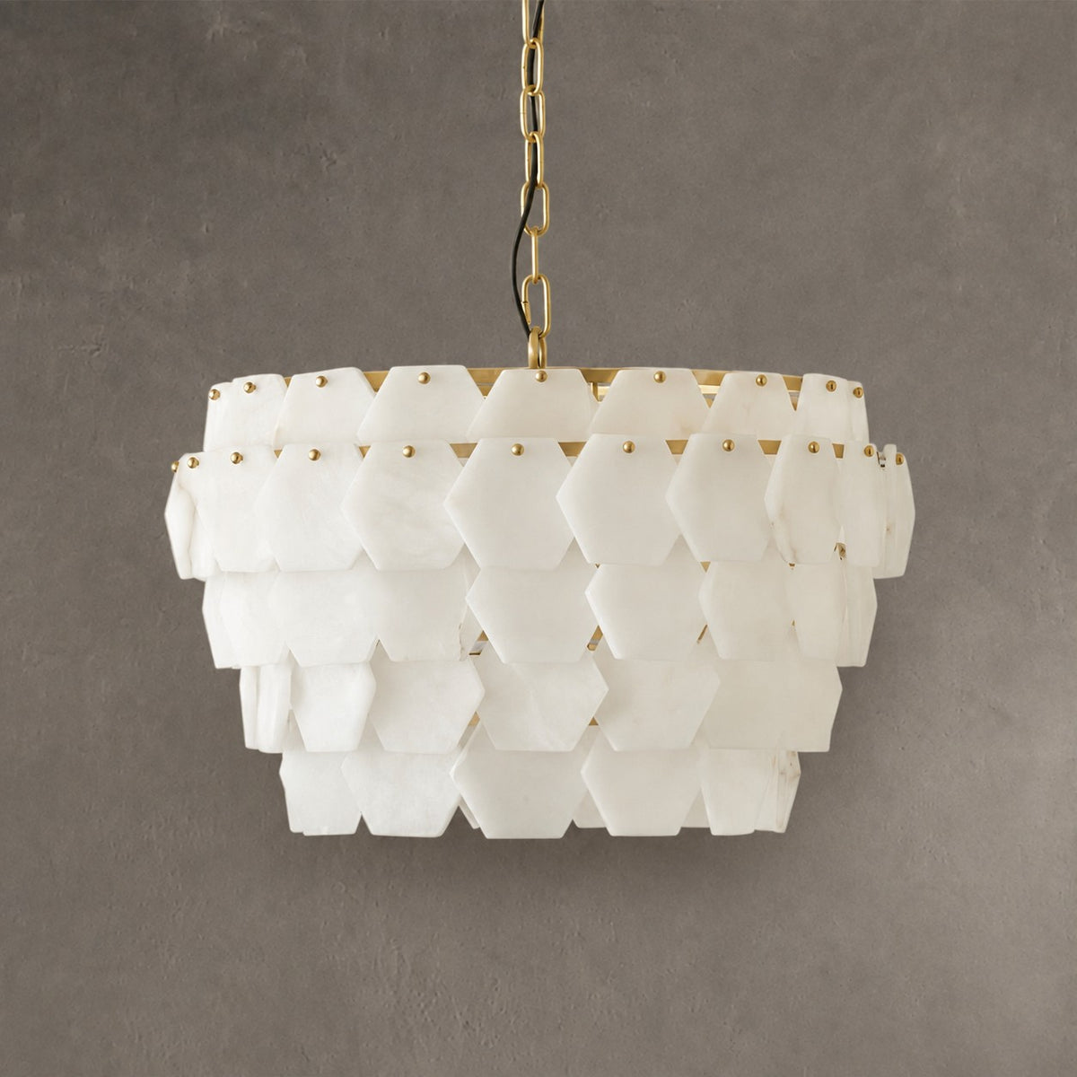 Pendant Light  Hexa Cloud Alabaster Hexagonal Brass