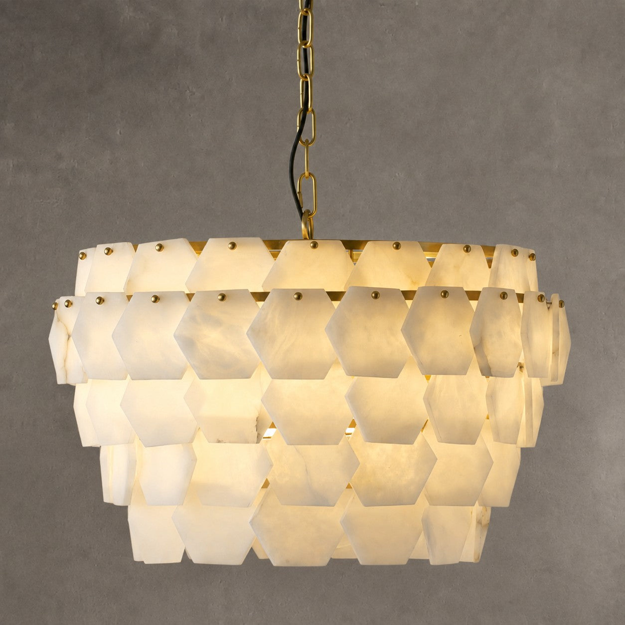 Pendant Light  Hexa Cloud Alabaster Hexagonal Brass
